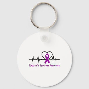 Sjogrens Syndrome Awareness Heartbeat Lila Ribbo Schlüsselanhänger