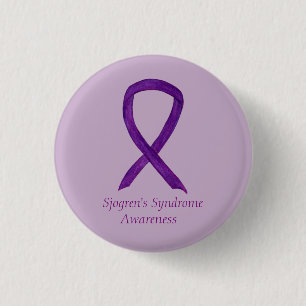 Sjogrens Syndrome Awareness Ribbon Custom Art Butt Button
