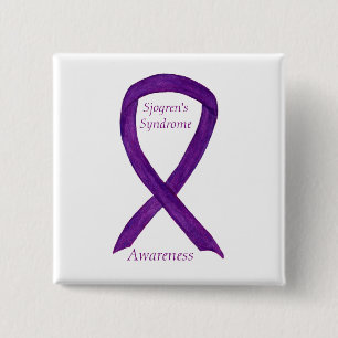 Sjogrens Syndrome Awareness Ribbon Custom Art Butt Button
