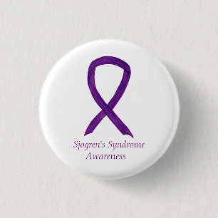 Sjogrens Syndrome Awareness Ribbon Custom Art Butt Button