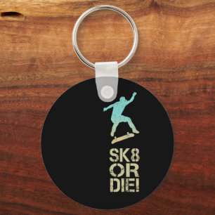 Sk8 oder Die! Olli Skater Vintag für Skateboarder Schlüsselanhänger
