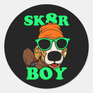 Sk8r Boy - Hund Skateboarding Lustiges Meme Runder Aufkleber