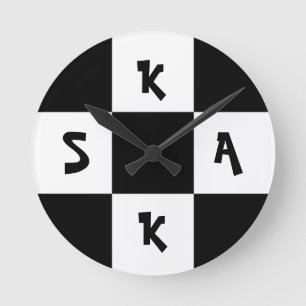 Ska-Musik karierte alte Schule Punkrock 80er Runde Wanduhr