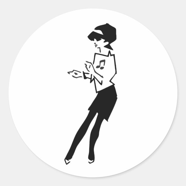 Ska-Musik Mädchen Runder Aufkleber (Vorderseite)