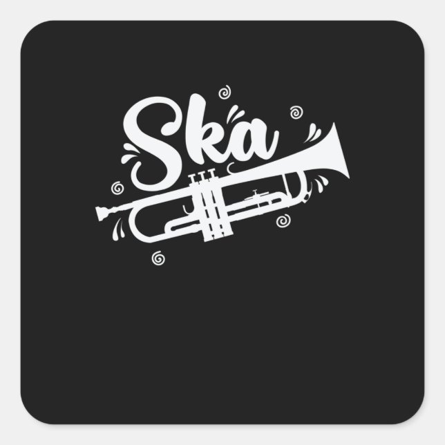 Ska Trompete Swing Jazz Musikstil Quadratischer Aufkleber (Vorderseite)
