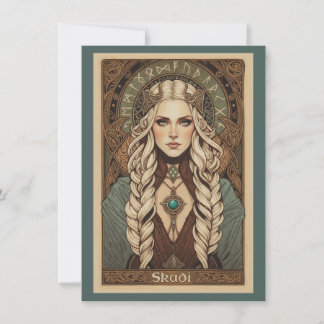 Skadi Nordische Göttin Kunst Flache Dankeskkarte Dankeskarte