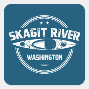 Skagit River Washington Kayaking Quadratischer Aufkleber