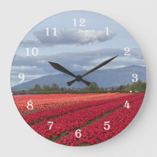 Skagit Valley Washington State Tulpenuhr Kunst Große Wanduhr