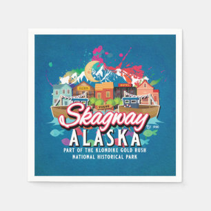 SKAGWAY ALASKA HISTORISCHE GOLD RUSH STADTDECOUPAY SERVIETTE