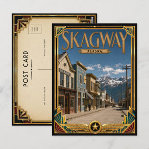 Skagway Alaska Vintage Art Deco Golden Age Postkarte