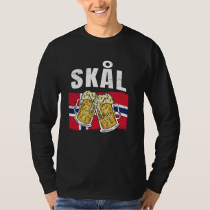 Skål Norwegischer Biertrink Toast Norwegen Traditi T-Shirt