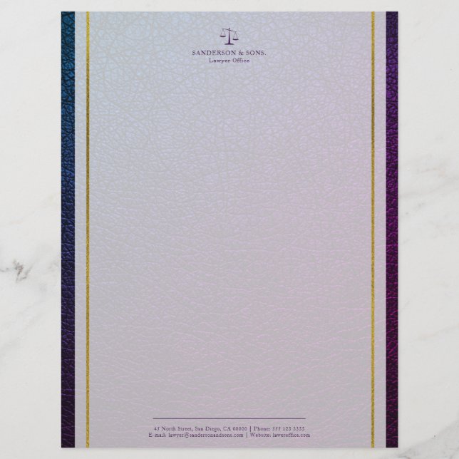 Skala der Justiz Imitate Leder goldenen Streifen A Briefbogen (Vorderseite)