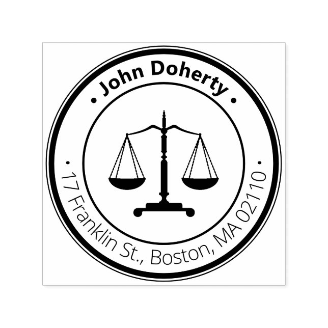 Skala des Justizsymbols | Runde Rücksendeadresse Permastempel (Design)