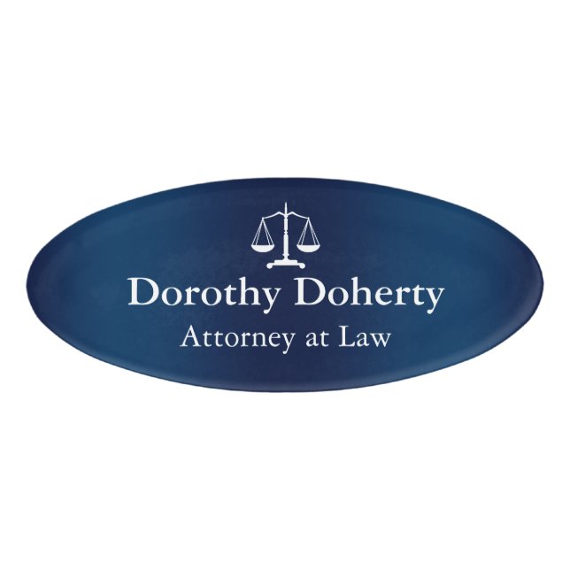 Skalen Marine-Blau-des Tones der Gerechtigkeits-| Namenschild (Vorderseite)