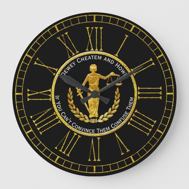 Skalen von Gerechtigkeit personifizieren Große Wanduhr (Vorderseite)