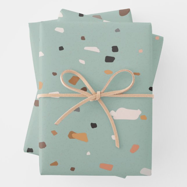 Skalengrün Terrazzo-Muster Geschenkpapier Set (Beispiel)