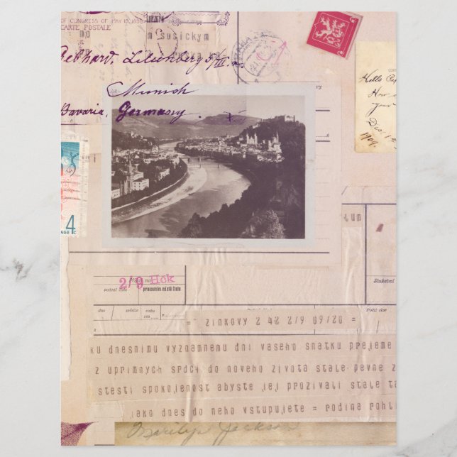 Skalierungspapier des Vintagen Collage Journal (Vorderseite)