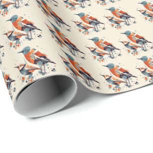 Skandi-Vogel-Duet Geschenkpapier