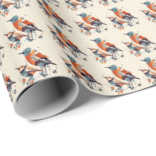 Skandi-Vogel-Duet Geschenkpapier (Rolleneckpunkt)