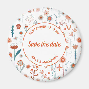 Skandinavian Summer Flowers Save the Date Magnet