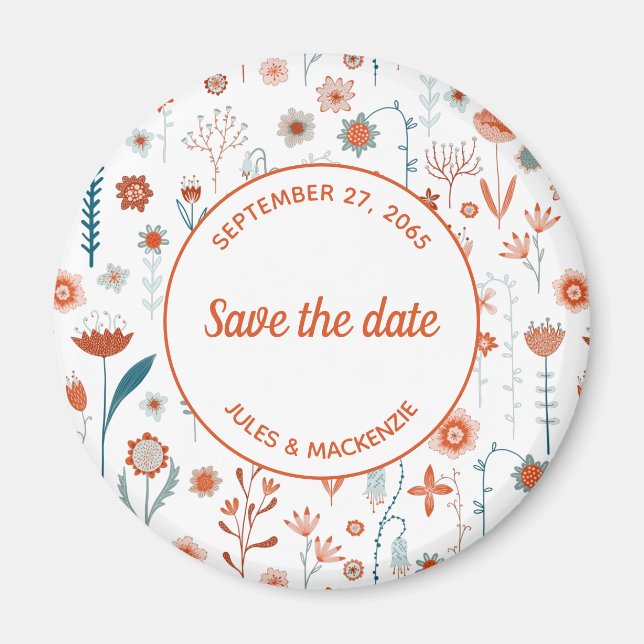 Skandinavian Summer Flowers Save the Date Magnet (Vorne)