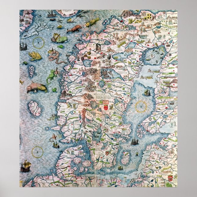 Skandinavien, Detail aus dem Hafen von Carta Poster (Vorne)