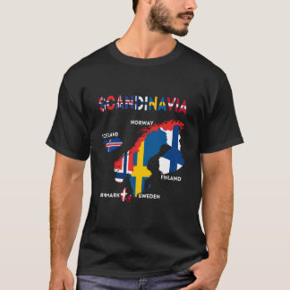 Skandinavien Flaggen nordische Länder Karten Norde T-Shirt