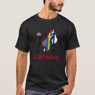 Skandinavien-Flaggenkarte mit schwarzer Beschriftu T-Shirt