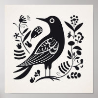 Skandinavien Folklore Bird Art Poster
