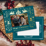 Skandinavien Folktale Weihnachts-Foto Aquamarin Folien Feiertagspostkarte<br><div class="desc">Skandinavien Folktale Weihnachts-Foto Design.</div>