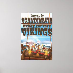 Skandinavien Heimat der Wikinger Cartoon Poster Leinwanddruck