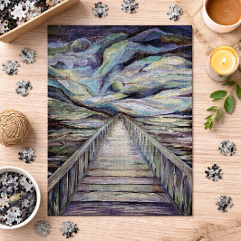 Skandinavien Idyllische kalte Winternacht Vollmond Puzzle