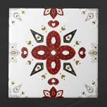 Skandinavien Red Blue Gold Nordic Graphic Fliese<br><div class="desc">Nordisches Design in rot,  blau und gold auf weiß</div>