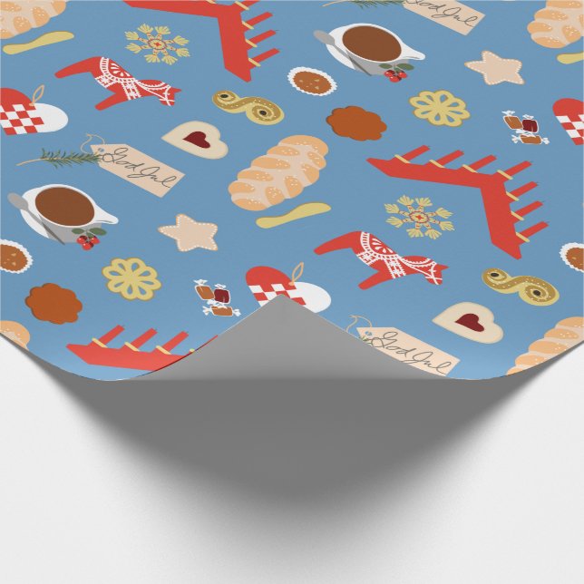 Skandinavien/Schweden Jul Weihnachtsgebäck Design Geschenkpapier (Ecke)