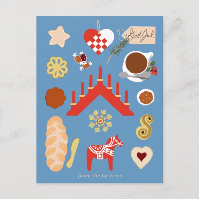 Skandinavien/Schweden Jul Weihnachtsgebäck Design Postkarte (Vorderseite)