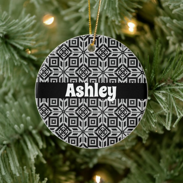 Skandinavien Selburose Weihnachtsmuster Keramik Ornament (Baum)