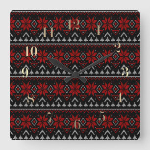 Skandinavien, Stricken Quadratische Wanduhr