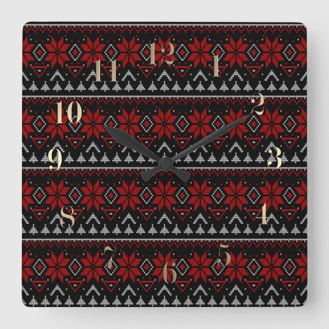 Skandinavien, Stricken Quadratische Wanduhr (Vorderseite)