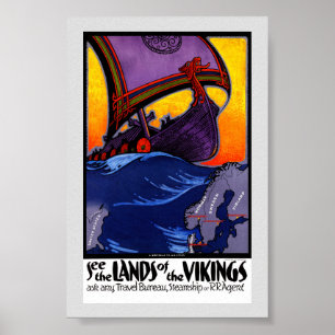 Skandinavien Vintage Reiseposter Restauriert Poster