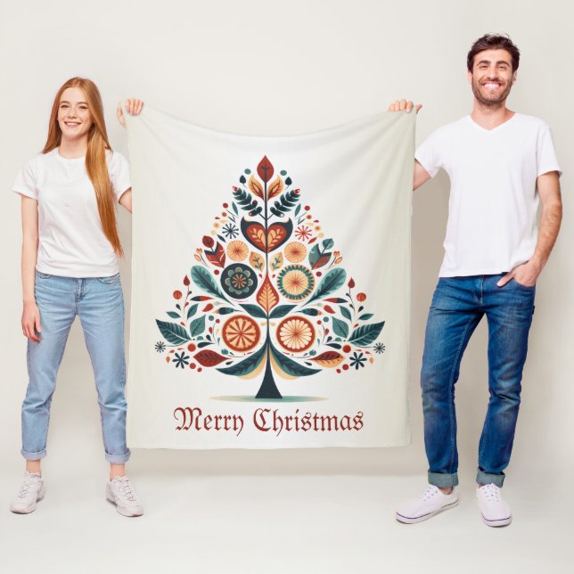 Skandinavien Weihnachtsbäume Kunst Fleecedecke (Beispiel)