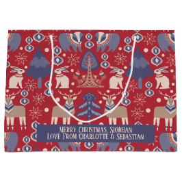 Skandinavien Woodland Personalisiert Weihnachten Große Geschenktüte