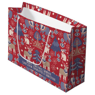Skandinavien Woodland Personalisiert Weihnachten Große Geschenktüte