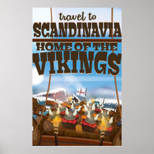 Skandinavien Zuhause des Wikings Cartoon Poster