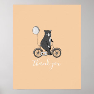 Skandinavier Bär auf dem Bike Minimalistisch Danke Poster