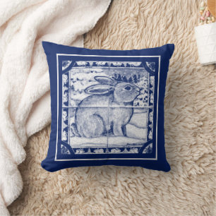 Skandinavier Blauer Rabbit Winter Snow Dedham Tile Kissen