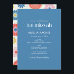 Skandinavier Boho Folk Blume Blue Bat Mitzvah Einladung<br><div class="desc">Skandinavier Boho Folk Blume Blue Simple Bat Mitzvah Einladung</div>