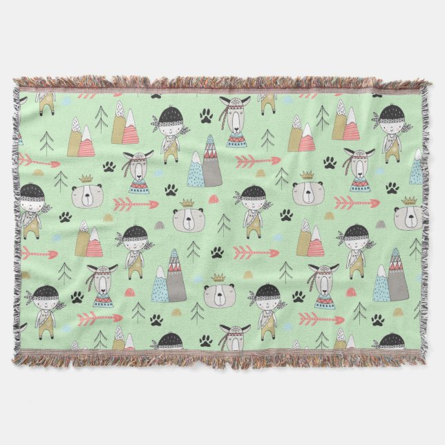 Skandinavier Boho Wilderness Fun Decke (Vorderseite)