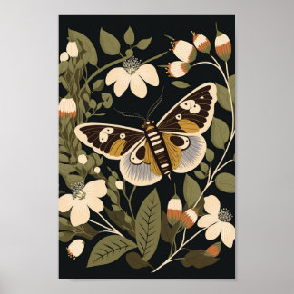 Skandinavier Butterfly Floral Boho Art Poster