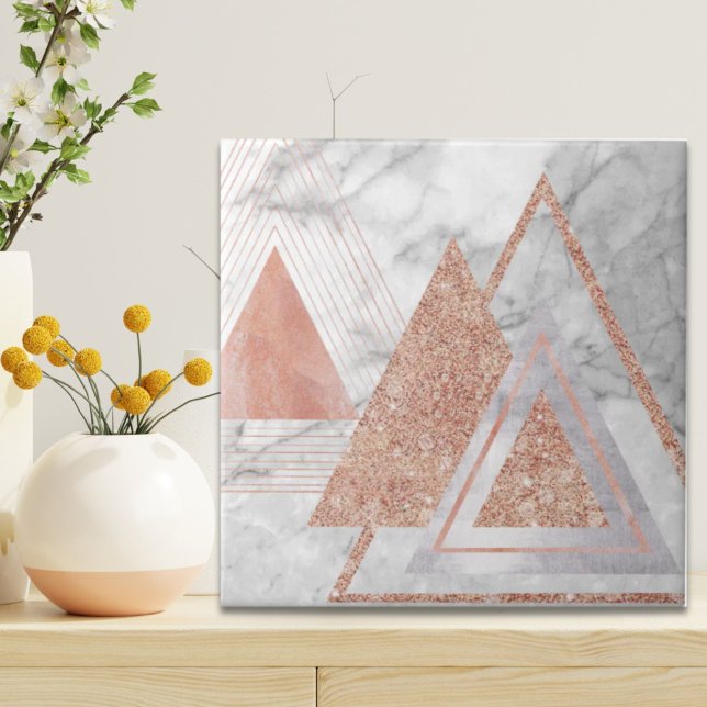 Skandinavier Chic-Rose, geometrischer weißer Marmo Fliese (scandinavian chic rose gold geometric white marble ceramic tile)