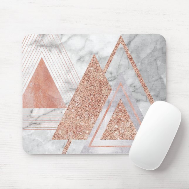 Skandinavier Chic-Rose, geometrischer weißer Marmo Mousepad (Mit Mouse)